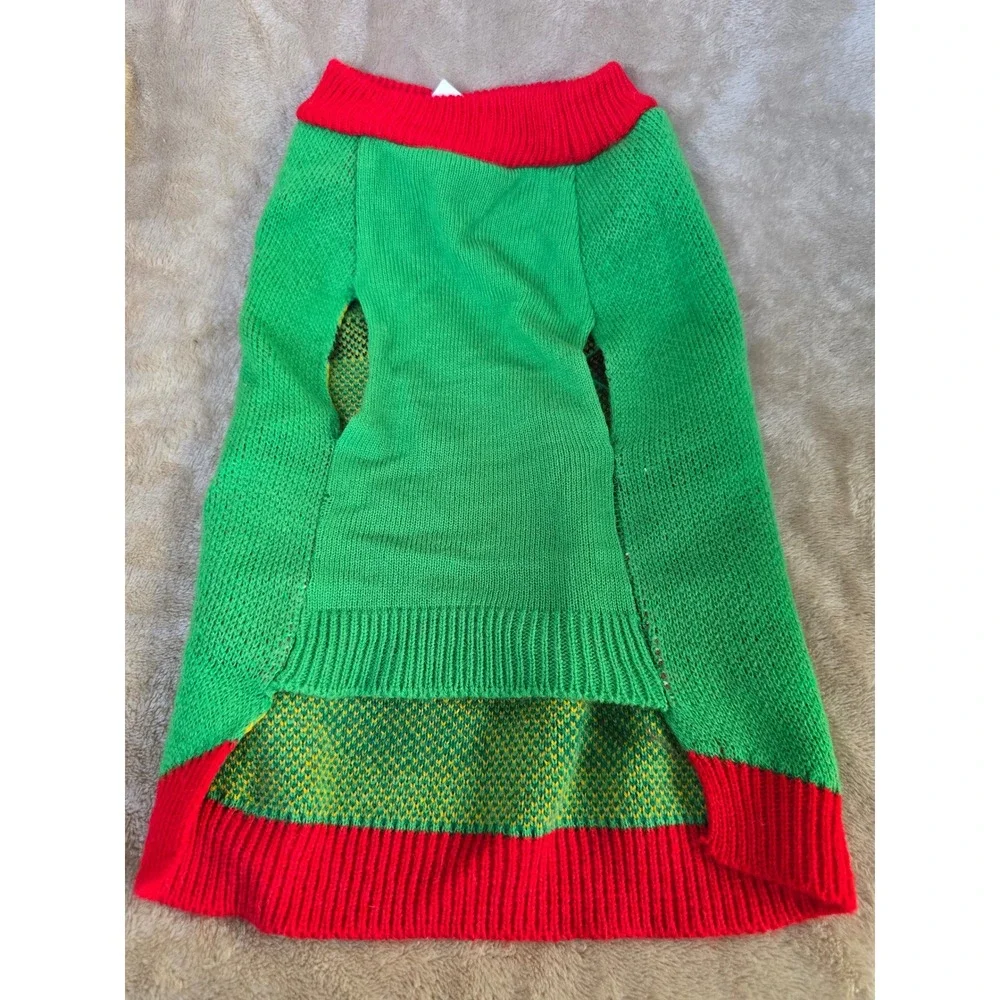Pet Holiday Collection Elf Dog Sweater Green Red Christmas Jingle Bells Medium